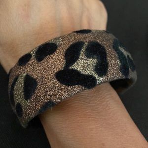 Vintage Velvet /sparkly animal pattern Wide Bangle Bracelet’s